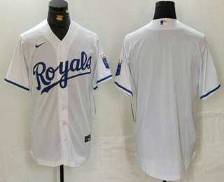 Mens Kansas City Royals Blank White Cool Base Stitched Baseball Jersey->kansas city royals->MLB Jersey